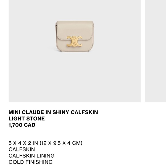 Celine MINI CLAUDE IN SHINY CALFSKIN bag. - Picture 2 of 9